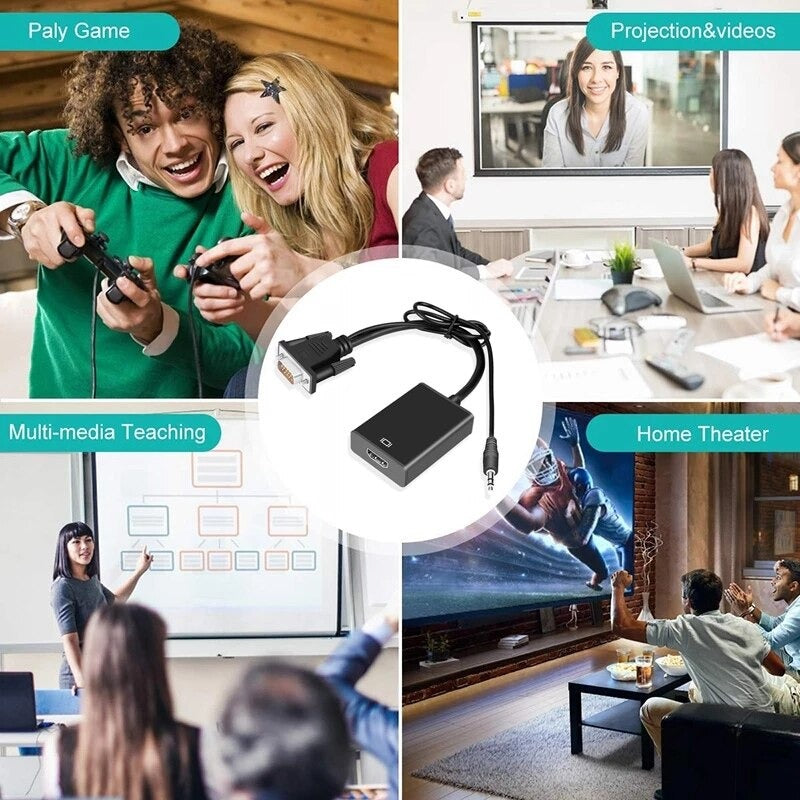 Full HD 1080P VGA To HDMI Video Converter With 3.5mm Audio Cable