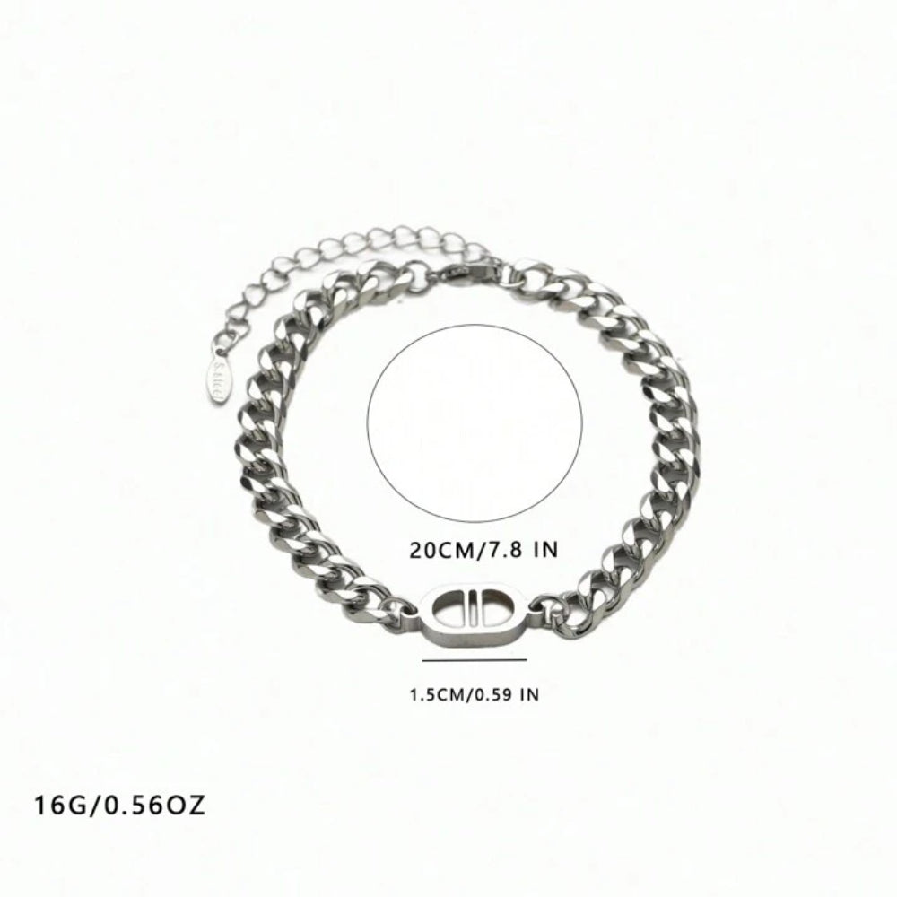 Durable Unisex Bold Stainless Steel Cuban Link Bracelet with Non-Tarnish and Waterproof Finish