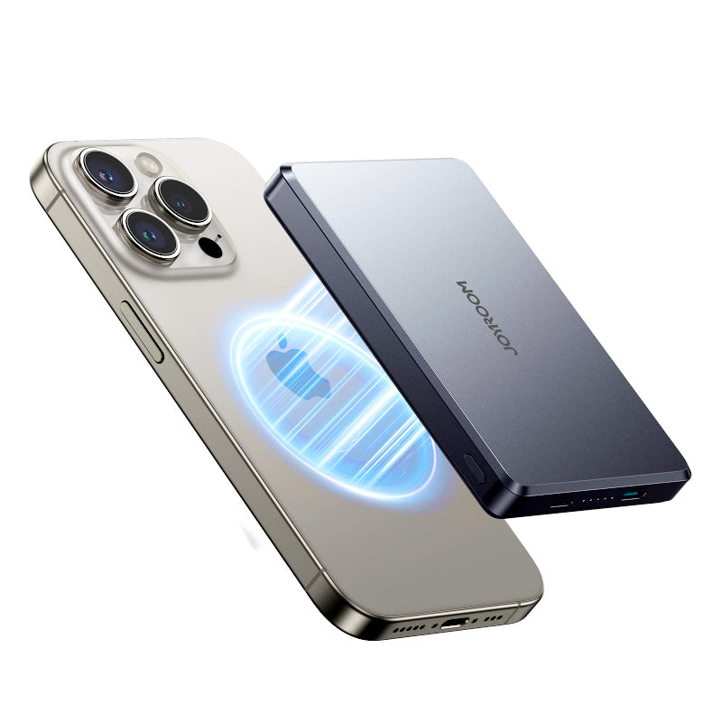 Joyroom JR-PBM08 Pro 10000mAh Magnetic Wireless Power Bank with 20W Fast Charging, Ultra-Slim Metal Design, USB-C and Lightning Input