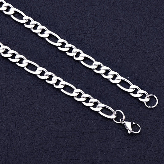 Durable & Glossy Finish Men’s Solid Stainless Steel Figaro Chain Bracelet