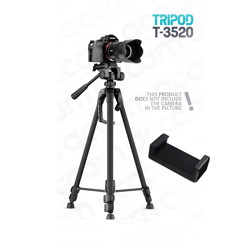 T-3520 Multi-Functional Professional Portable Tripod Stand For Mobile Phones, DSLR Cameras And Video Camcorders