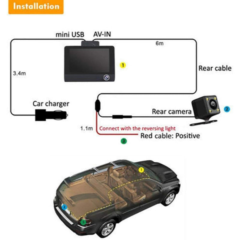 WDR Dashcam 3 Full HD 1080P Video Advanced Car DVR Technology With 170 Degree Wide Angle