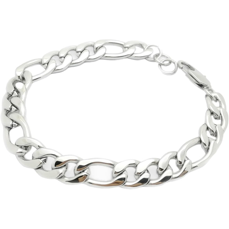 Durable & Glossy Finish Men’s Solid Stainless Steel Figaro Chain Bracelet