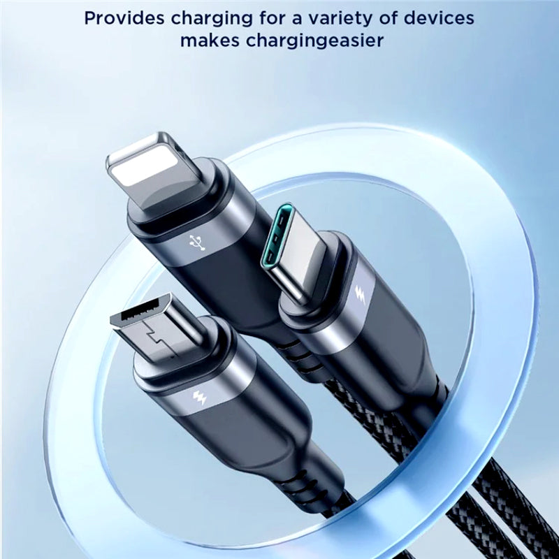 JoyRoom S-A18 3-in-1 Fast Charging and Data Cable – USB-A to Lightning, Type-C, and Micro, 3.5A