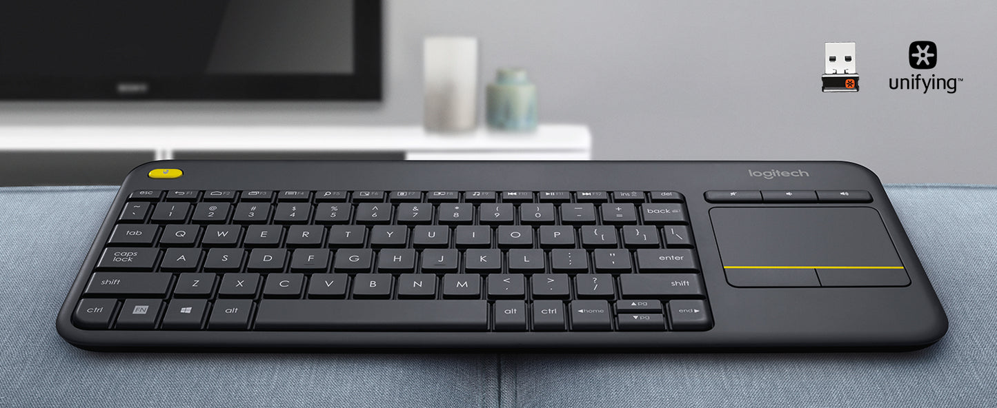 Logitech K400 Plus Wireless Touch TV Keyboard With Easy Media Control And Built-In Touchpad Keyboard