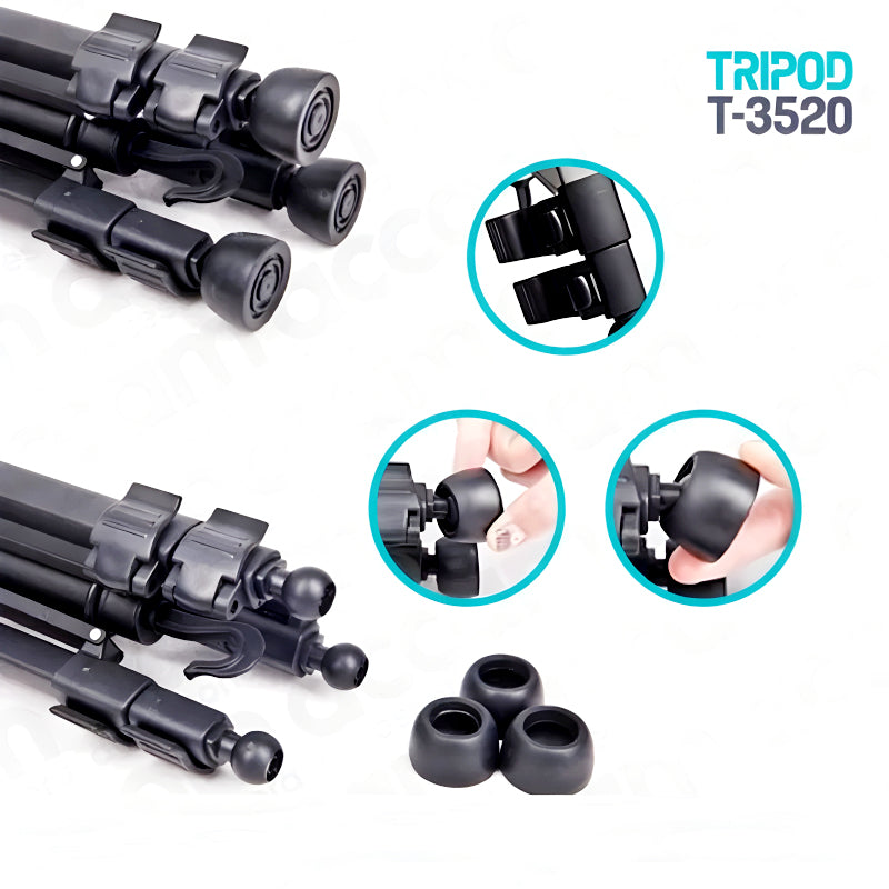 T-3520 Multi-Functional Professional Portable Tripod Stand For Mobile Phones, DSLR Cameras And Video Camcorders