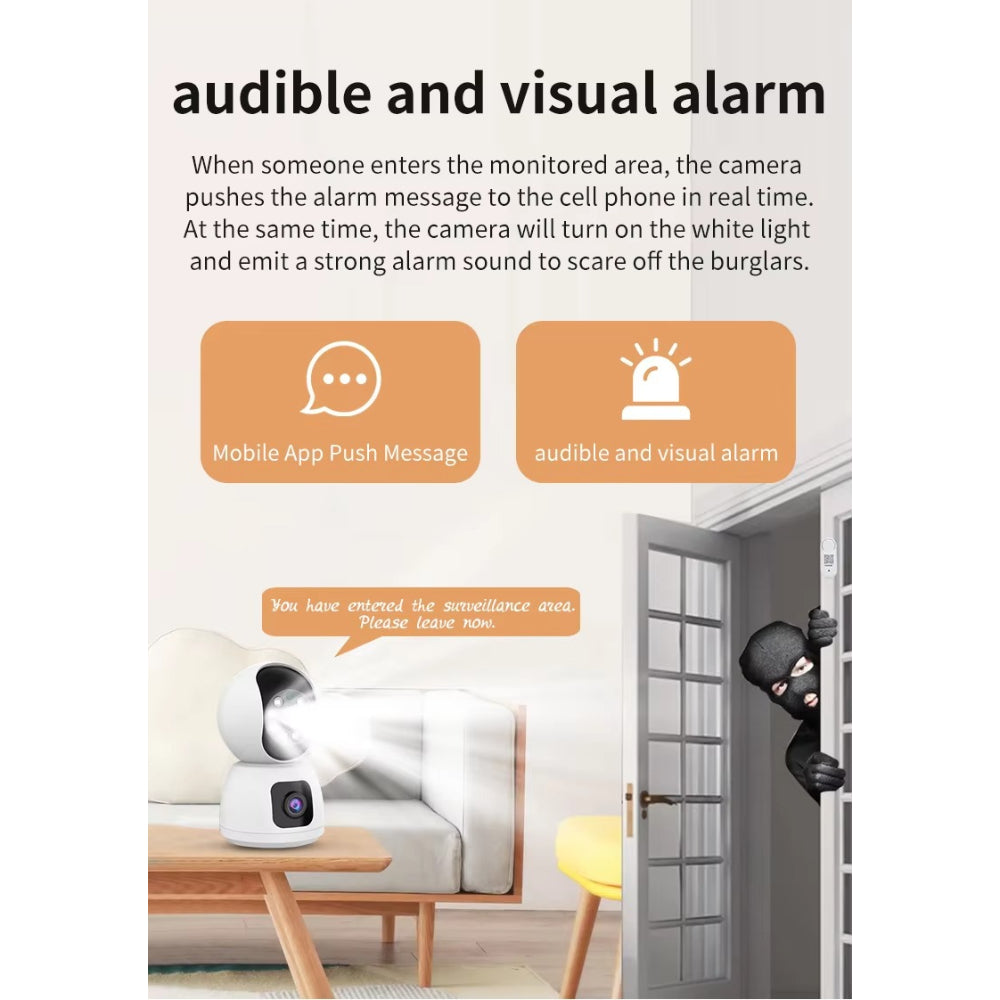 Smart 4k 8MP Indoor Home Security Camera With Dual Lenses, Night Vision, and Two-Way Audio for Real-Time Monitoring