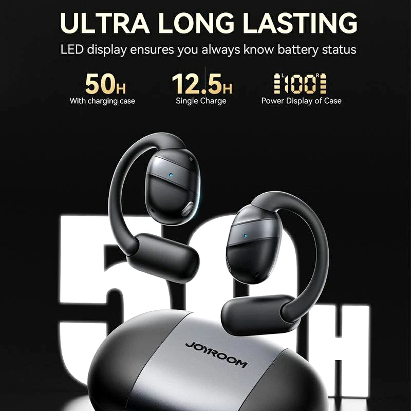 Joyroom JR-OE4 Open-Ear True Wireless Headphones – Bluetooth 5.4, 50H Playtime, IPX4 Sweatproof, LED Display – Sports & Outdoor Use