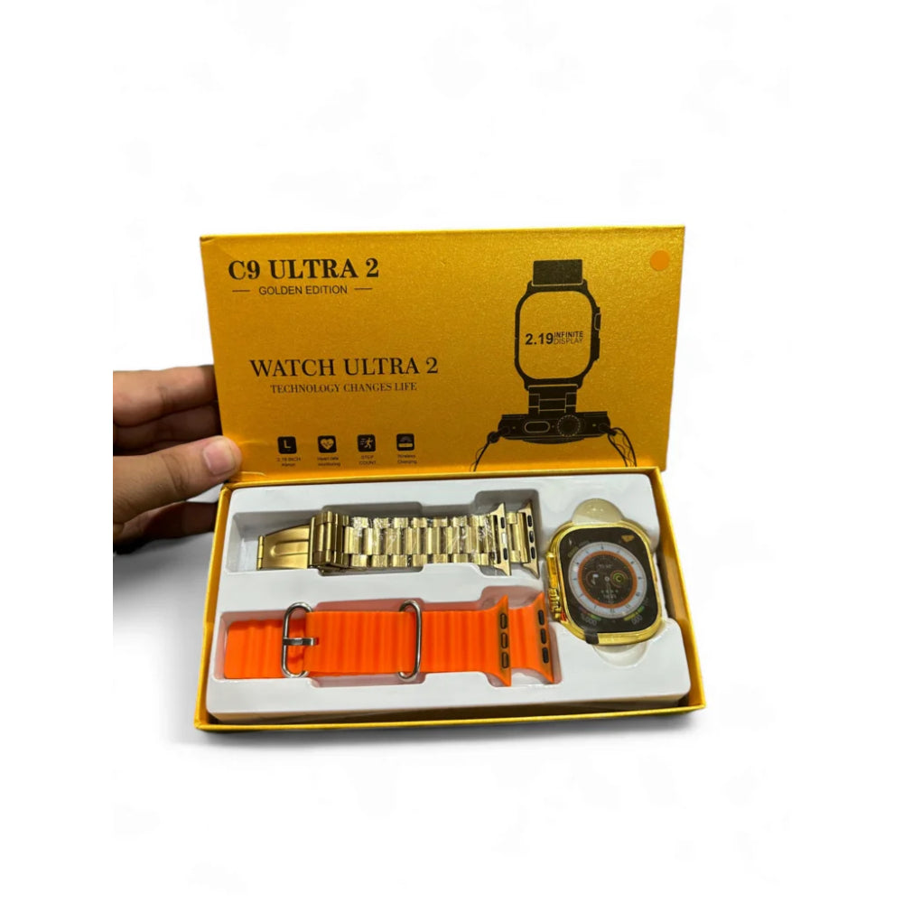 C9 Ultra Max Gold Edition Smart Watch 2.1″ Infinite HD Display, Calls, Health Tracking & Smart Notifications