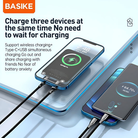 BASIKE 5000mAh 20W MagSafe Wireless Power Bank with 15W Fast Wireless Charging and PD QC 3.0 Support for iPhone Samsung Huawei