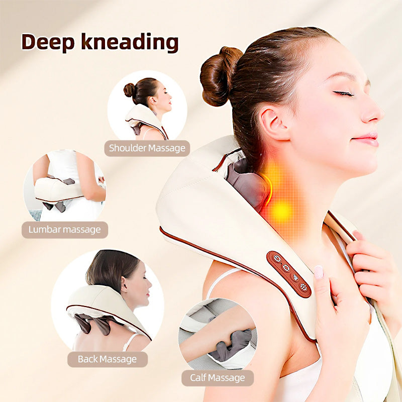 Ultimate Neck & Shoulder Tension Reliever – Wireless 6-Head Trapezius Massager with NTC Heat Therapy – Erase Muscle Stiffness in 10 Minutes