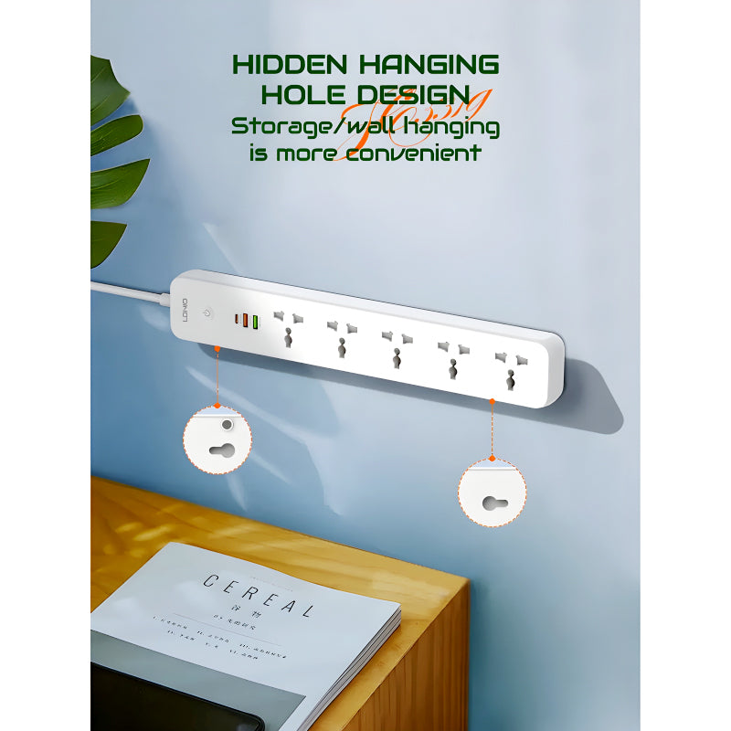 LDNIO SC5319 Power Strip 2500W Multi-Socket Extension With 5 AC Outlets And 3 USB Ports