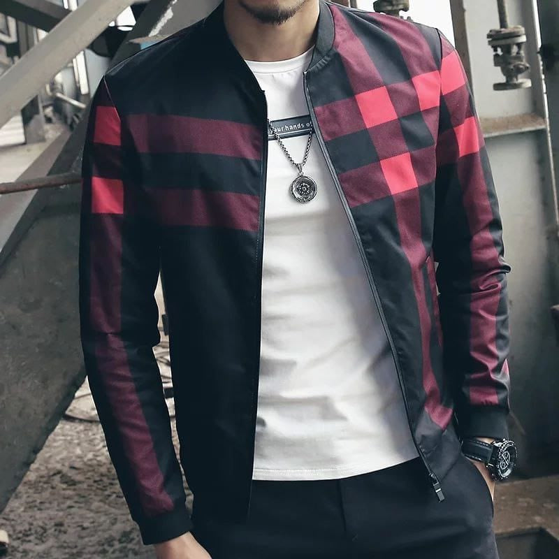 Men’s Stylish Classic Check Print Fleece Zipper Jacket For Casual Winter Wear
