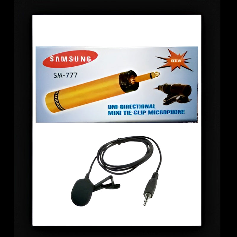 Samsung SM-777 Uni-Directional Tie Clip Collar Microphone Professional Wired Lapel Mic 6.35mm Jack