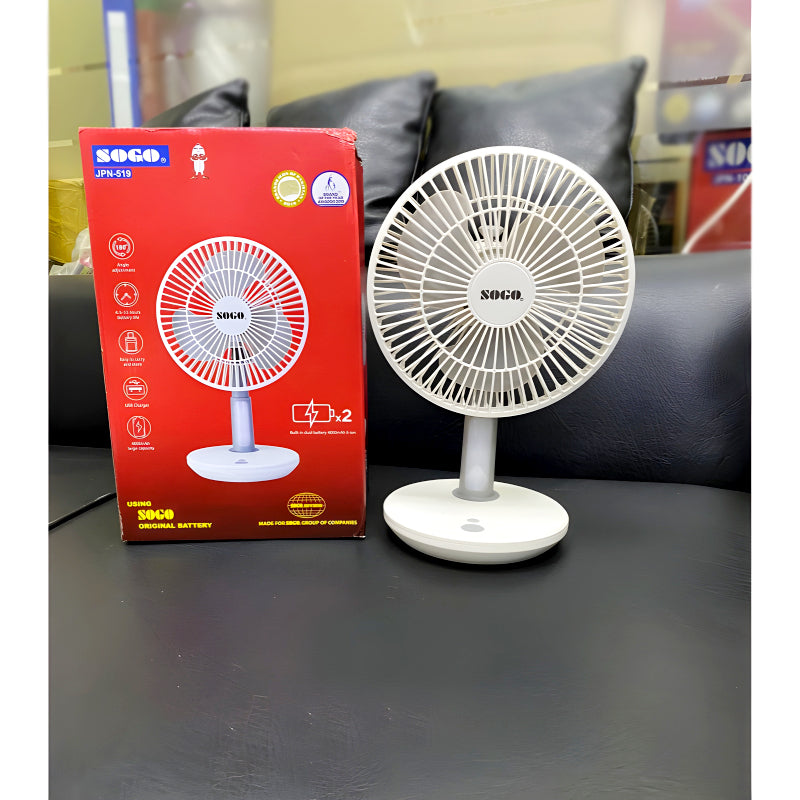 JPN-519 Sogo Mini Portable Rechargeable Table Fan With Extended Battery Life
