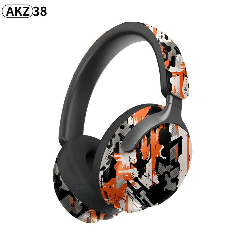 AKZ-38 Graffiti Style Wireless Bluetooth Headphones with 6D Stereo Sound & Built-in Mic