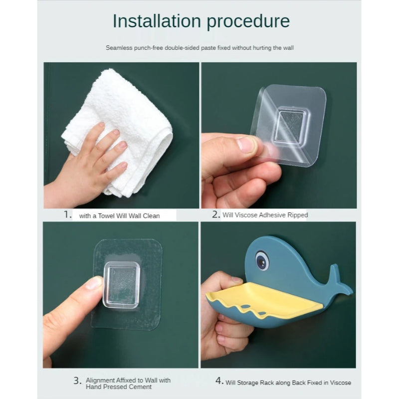 Pack Of 3 Fish-Shaped Double-Layer Adhesive Waterproof Soap Bar Holder Stand Rack For Bathroom, Shower, And Kitchen Walls
