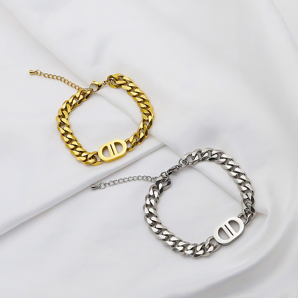 Durable Unisex Bold Stainless Steel Cuban Link Bracelet with Non-Tarnish and Waterproof Finish