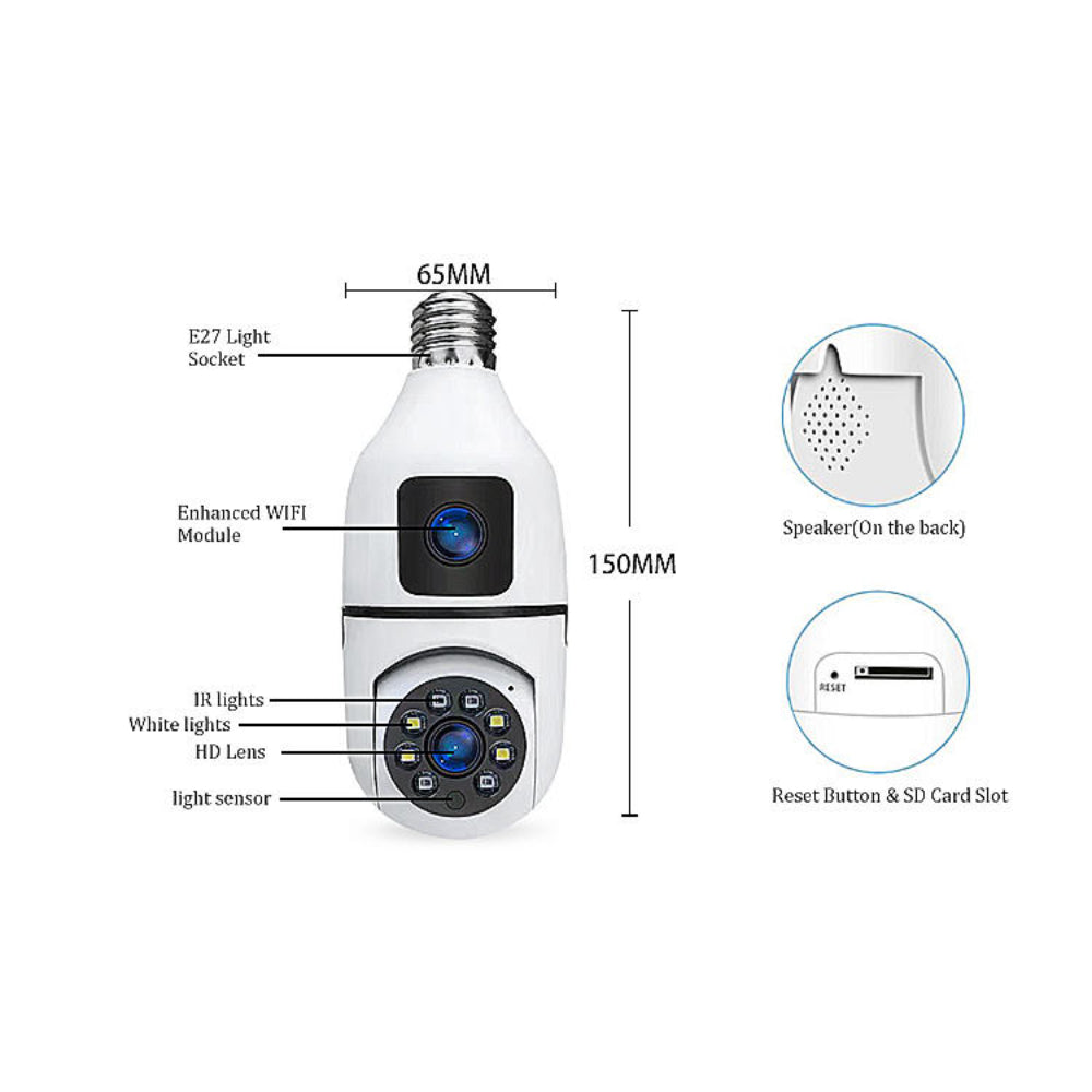 V380 Wireless 360-Degree Pan-Tilt-Zoom Smart Camera with Dual Lenses and IP Connectivity
