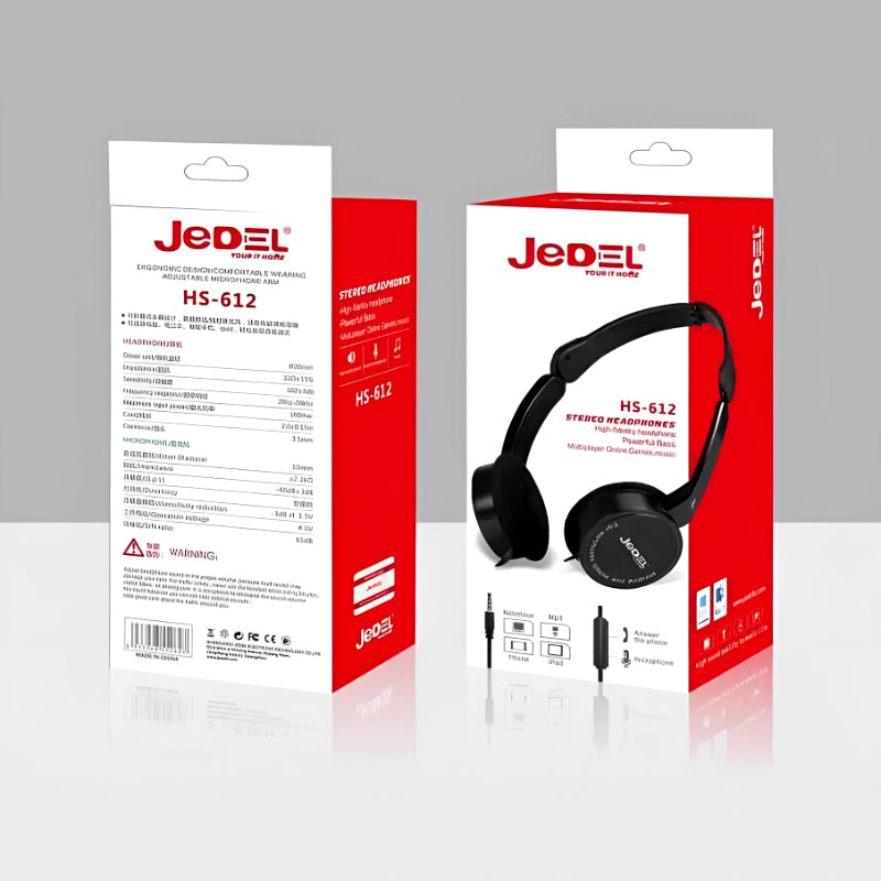 Jedel HS-612 Wired On-Ear Headphones with Microphone – 3.5mm Jack, Lightweight and Adjustable – For Laptop, Mobile, Tablet