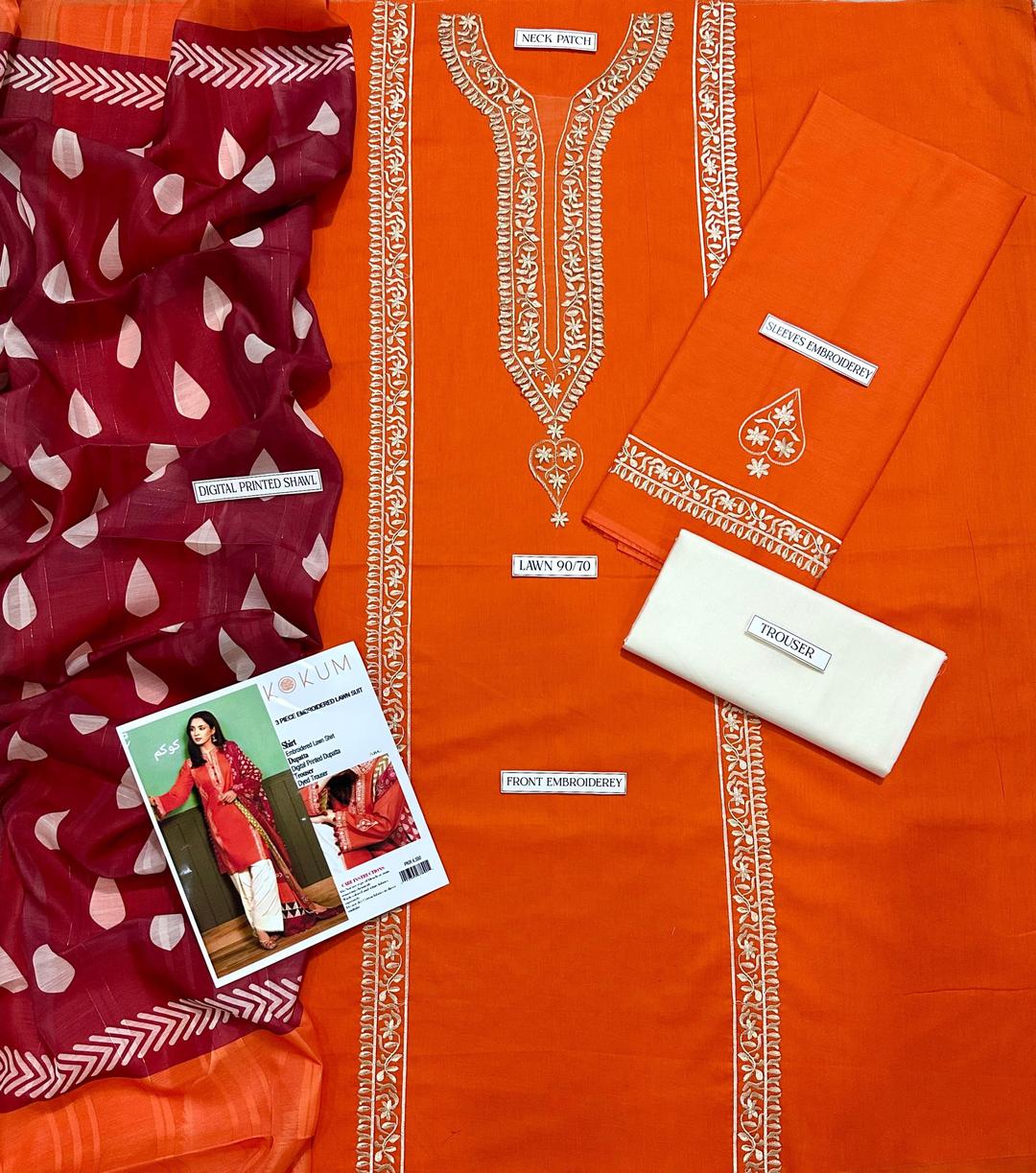 3Pcs Lawn Embroidered unstitched