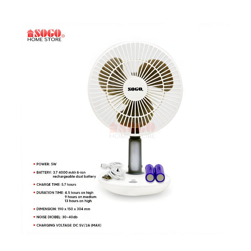 JPN-519 Sogo Mini Portable Rechargeable Table Fan With Extended Battery Life