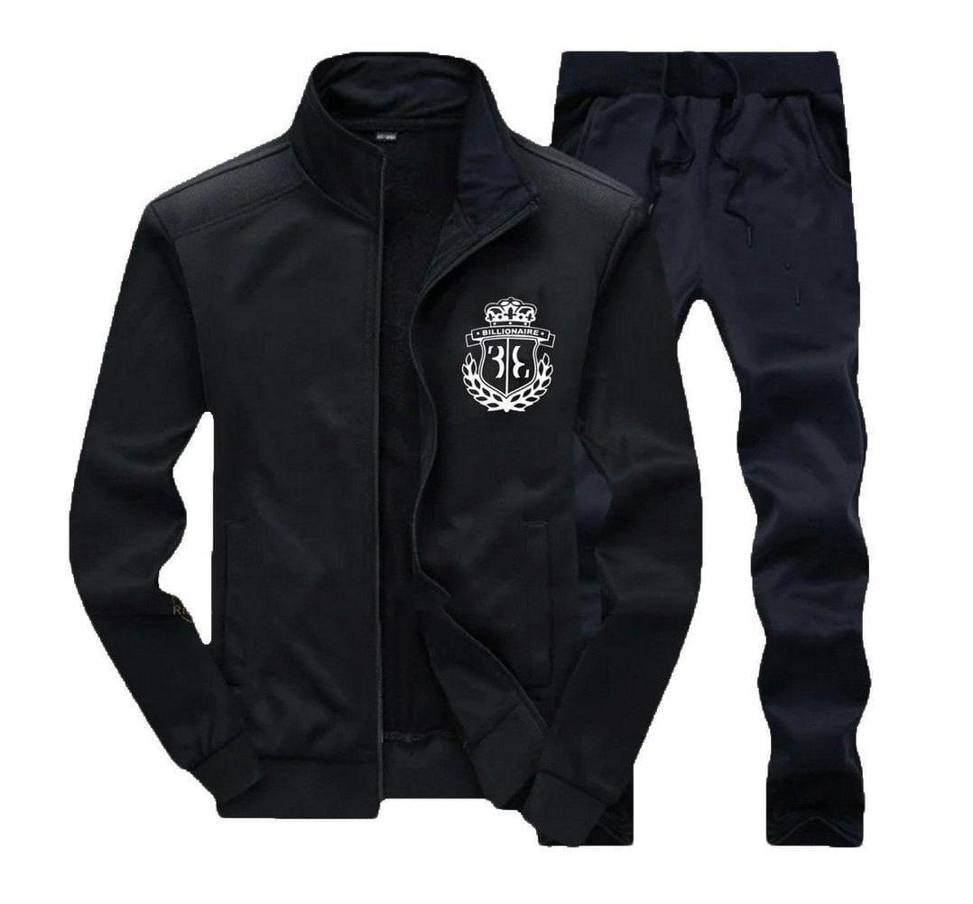 polyester Plain Zipper Track Suit -2 pcs