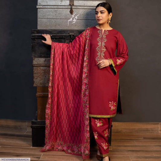 3Pcs Lawn Embroidered unstitched