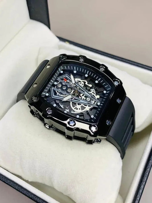 Richaed Black Belt Skelton Watch