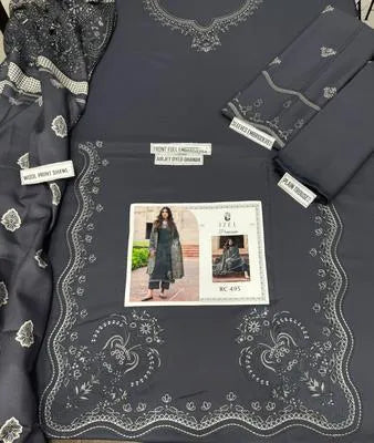 3Pcs Dhanak Embroidered Unstitched Suit