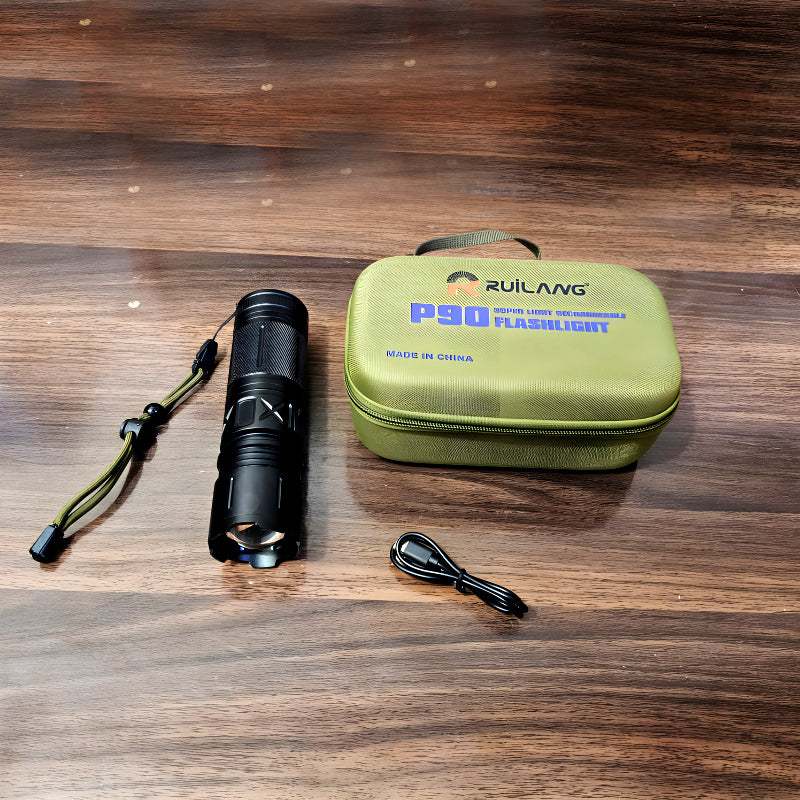 Ruilang P90 High-Quality Powerful 1Km Long Range USB Rechargeable LED Torch Light