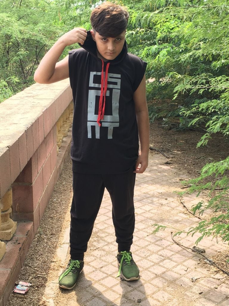 Gym Sleeveless Hood Tracksuit - Ready To Wear 2-Piece Set | Men's Sports & Jogging Wear