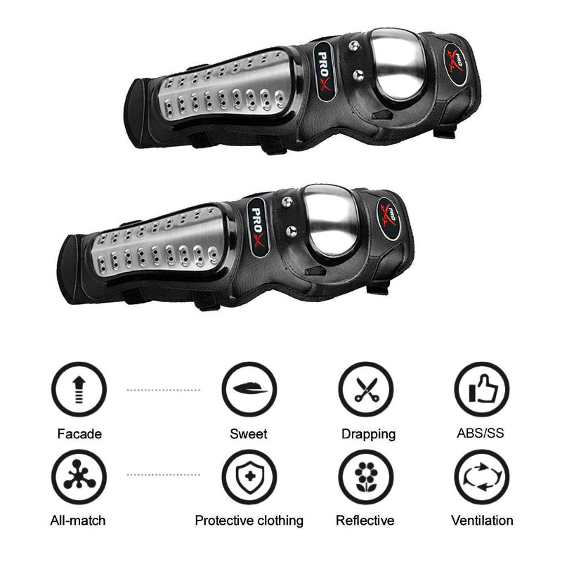 Pro Biker Motorcycle Knee & Elbow Guards – Adjustable Stainless Steel Protective Armor for Riding & Racing