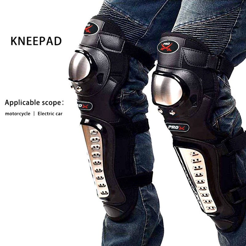 Pro Biker Motorcycle Knee & Elbow Guards – Adjustable Stainless Steel Protective Armor for Riding & Racing