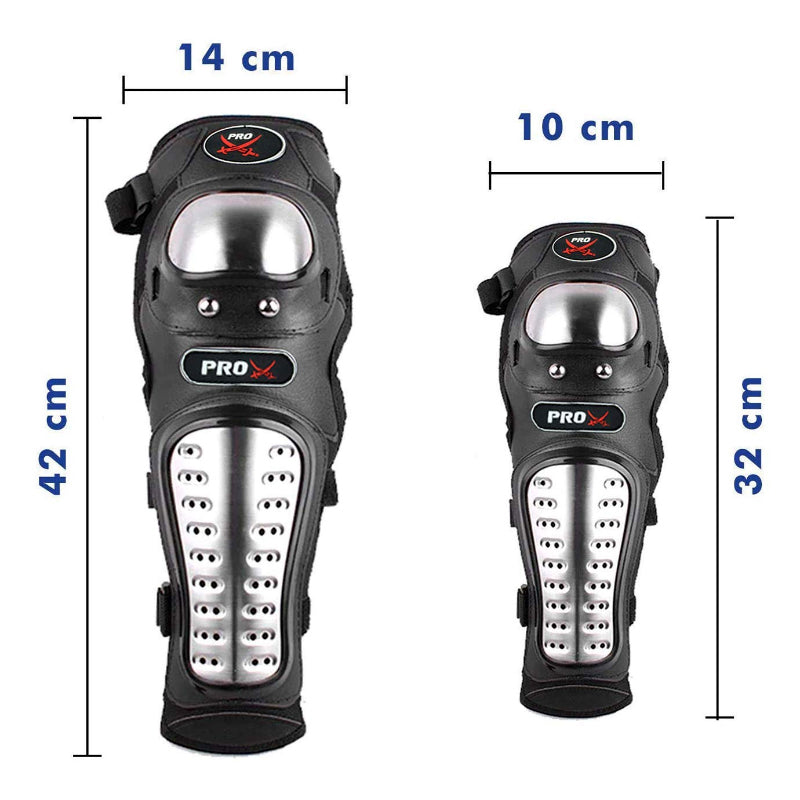 Pro Biker Motorcycle Knee & Elbow Guards – Adjustable Stainless Steel Protective Armor for Riding & Racing