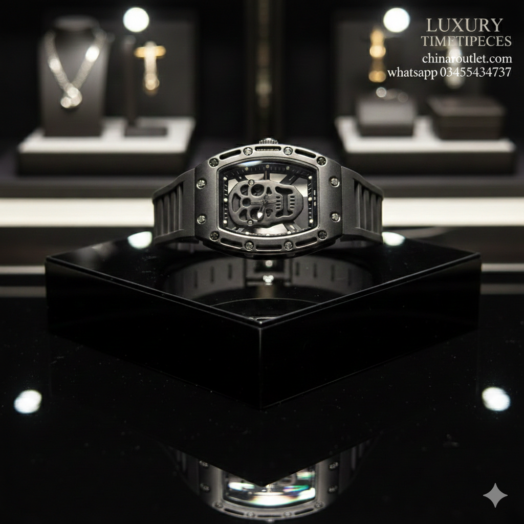Skull Edition Luxury Watch With Striking 3D Skull Dial Premium Matte Black Case And Durable Rubber Strap (Without Box)