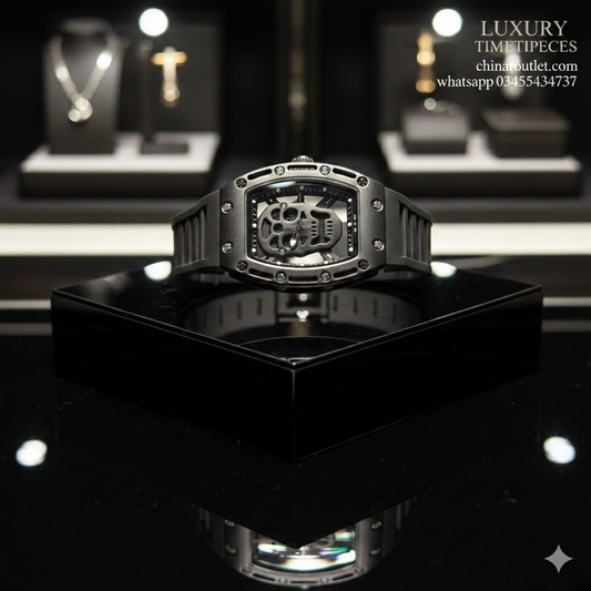 Skull Edition Luxury Watch With Striking 3D Skull Dial Premium Matte Black Case And Durable Rubber Strap (Without Box)