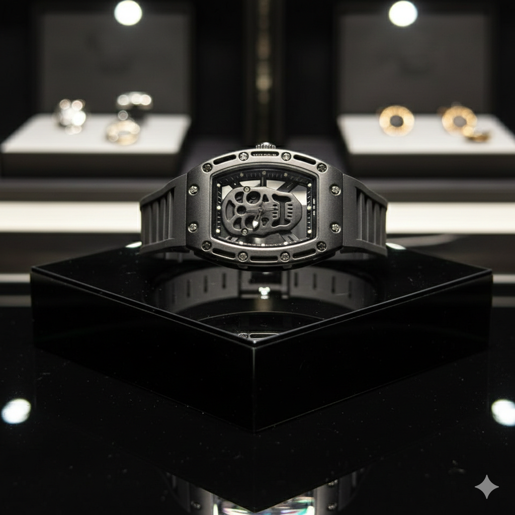 Skull Edition Luxury Watch With Striking 3D Skull Dial Premium Matte Black Case And Durable Rubber Strap (Without Box)