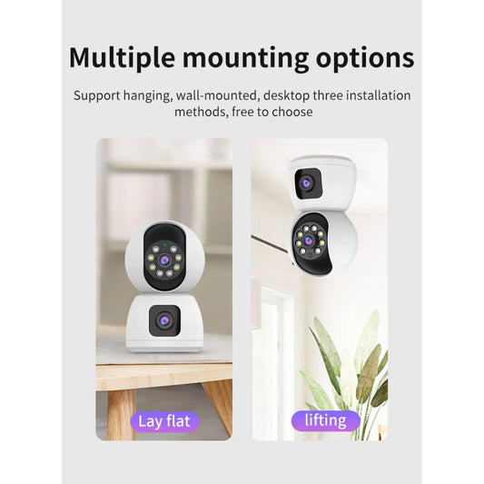 Smart 4k 8MP Indoor Home Security Camera With Dual Lenses, Night Vision, and Two-Way Audio for Real-Time Monitoring