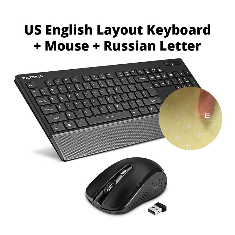PC132a Wireless Keyboard And Mouse Combo 104-Keys Keyboard With Chiclet Keys Palm Rest And Mouse For PC Laptop