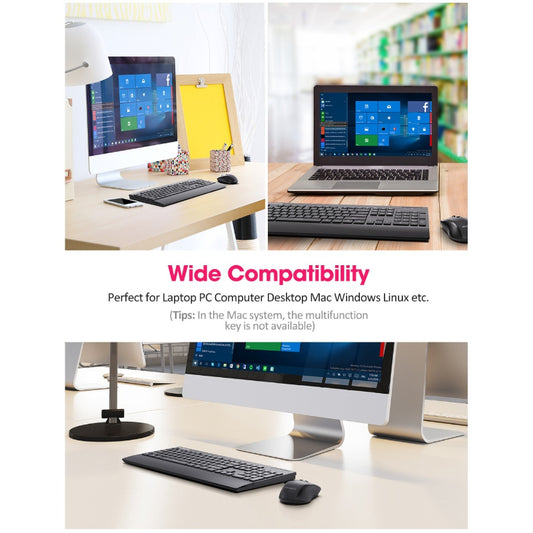 PC132a Wireless Keyboard And Mouse Combo 104-Keys Keyboard With Chiclet Keys Palm Rest And Mouse For PC Laptop
