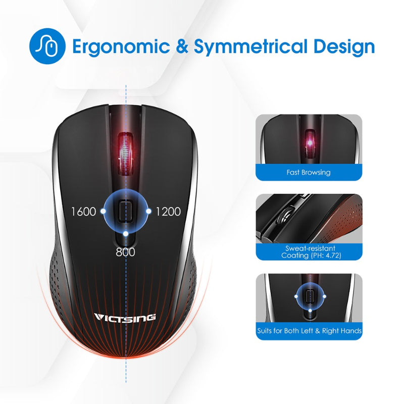 PC132a Wireless Keyboard And Mouse Combo 104-Keys Keyboard With Chiclet Keys Palm Rest And Mouse For PC Laptop