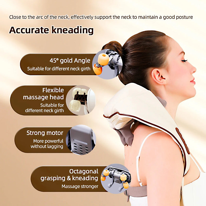 Ultimate Neck & Shoulder Tension Reliever – Wireless 6-Head Trapezius Massager with NTC Heat Therapy – Erase Muscle Stiffness in 10 Minutes