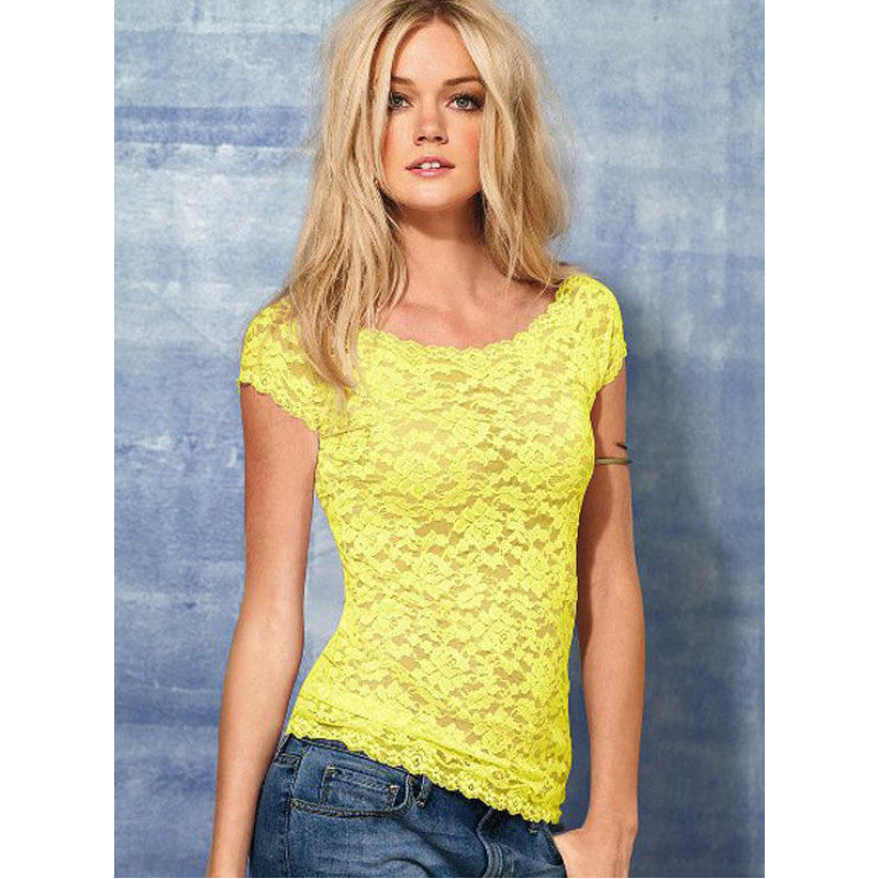 Premium Women’s Floral Full Lace Short Sleeve Tee Lace Top