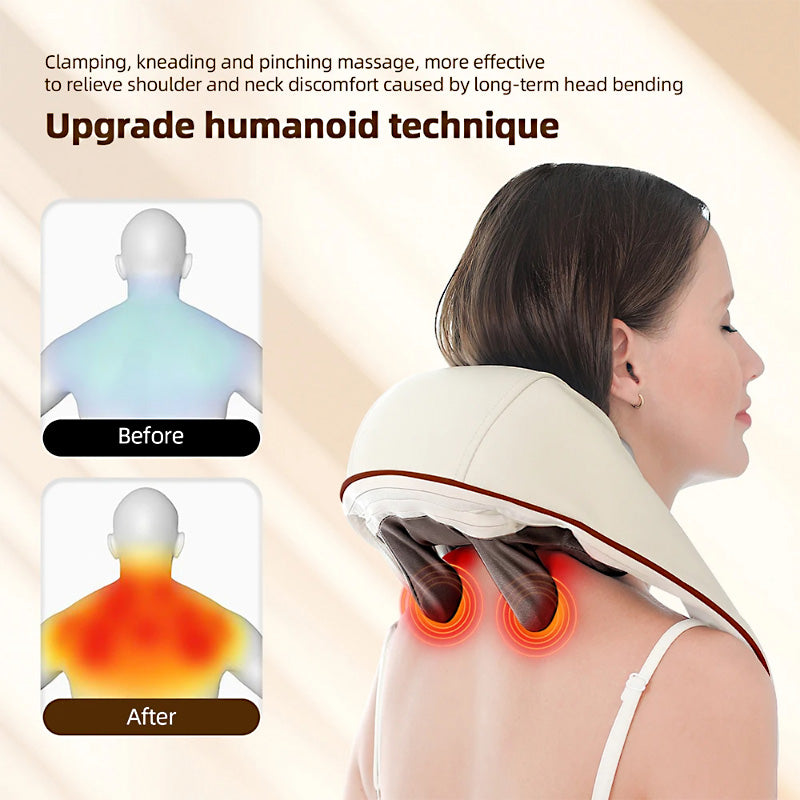 Ultimate Neck & Shoulder Tension Reliever – Wireless 6-Head Trapezius Massager with NTC Heat Therapy – Erase Muscle Stiffness in 10 Minutes
