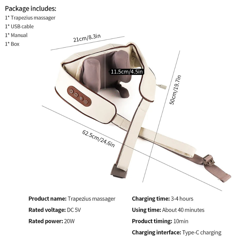 Ultimate Neck & Shoulder Tension Reliever – Wireless 6-Head Trapezius Massager with NTC Heat Therapy – Erase Muscle Stiffness in 10 Minutes
