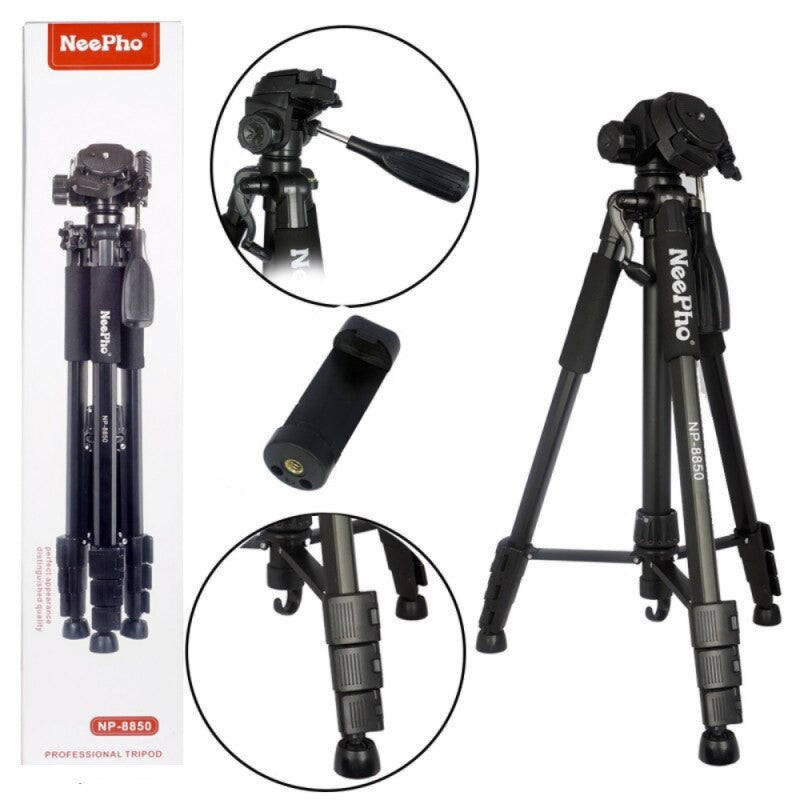 NeePho NP-8850 Professional Tripod For DSLR Camera And Phone With Quick Release Plate, Non-Slip Feet