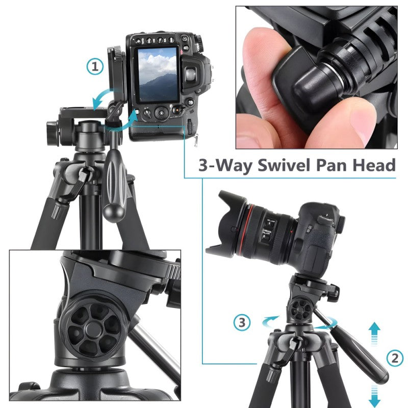 NeePho NP-8850 Professional Tripod For DSLR Camera And Phone With Quick Release Plate, Non-Slip Feet