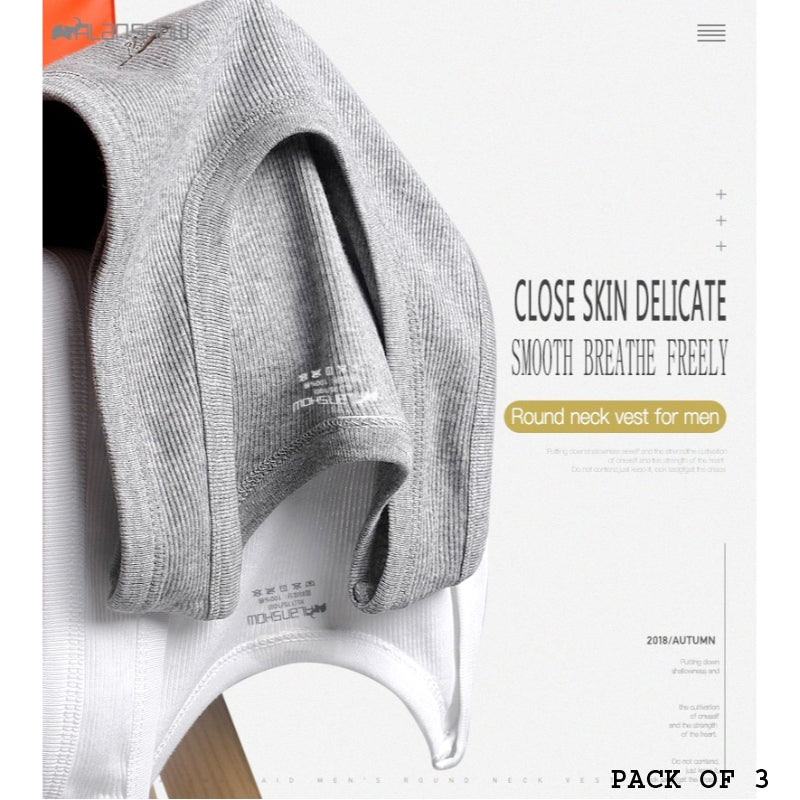 Set of 3 Men’s Athletic Vests – 100% Ribbed Cotton, Export Quality, High Standard, Premium Packaging