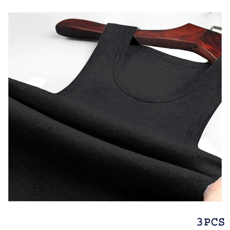 Set of 3 Men’s Athletic Vests – 100% Ribbed Cotton, Export Quality, High Standard, Premium Packaging